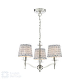 English Heritage Marble Hill 3 Light Armed Pendant Polished Nickel With Shade